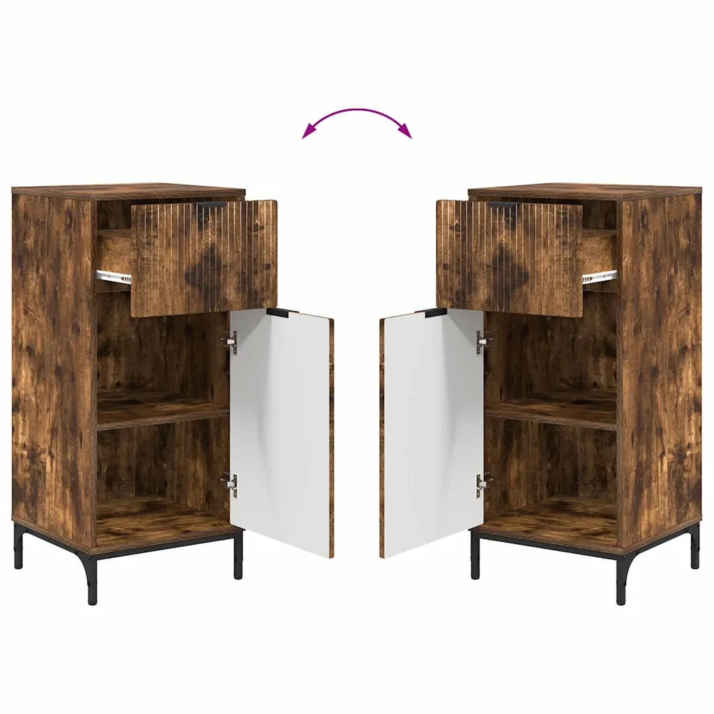 Set di mobili per il Bagno | Armadio da bagno con cassetto 2 pz Rovere fum¨¦