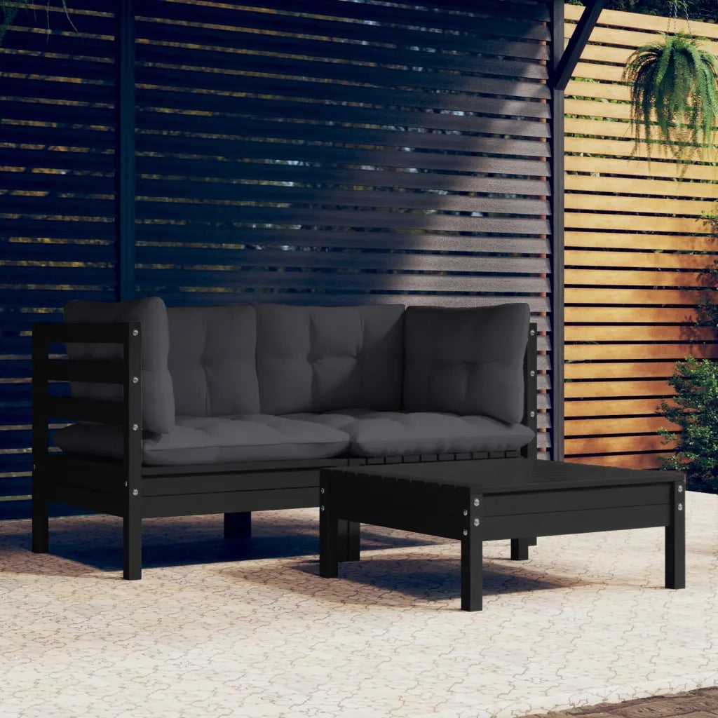 Set Divani da Giardino 3 pz | Set Salotto da Giardino con Cuscini Legno Massello di Pino