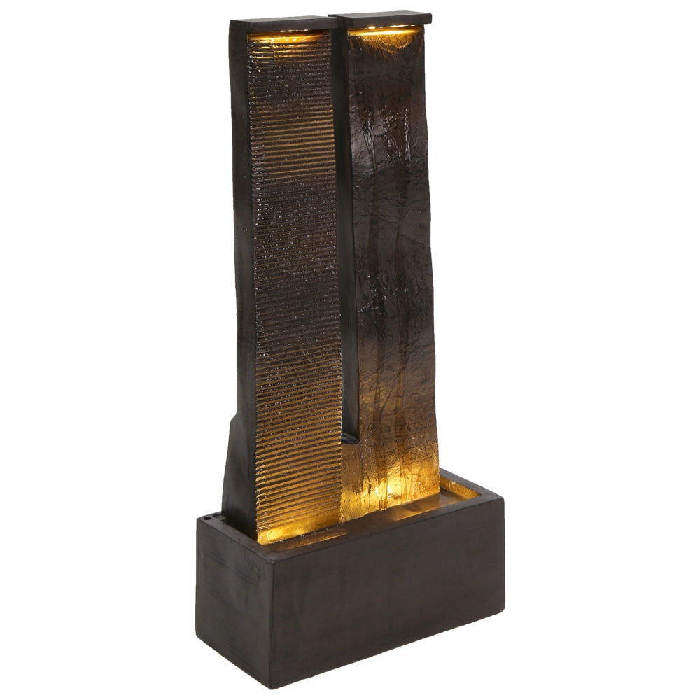 Fontana da giardino in resina marrone per esterni con luce LED inserita Design moderno