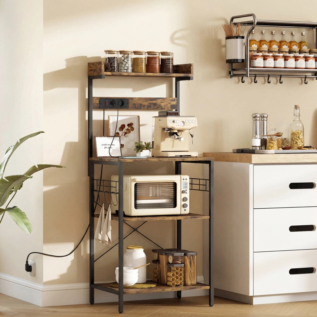 Scaffale Cucina con 2 Prese ¨C zephmum ¨C 60x42x137 cm Marrone Legno