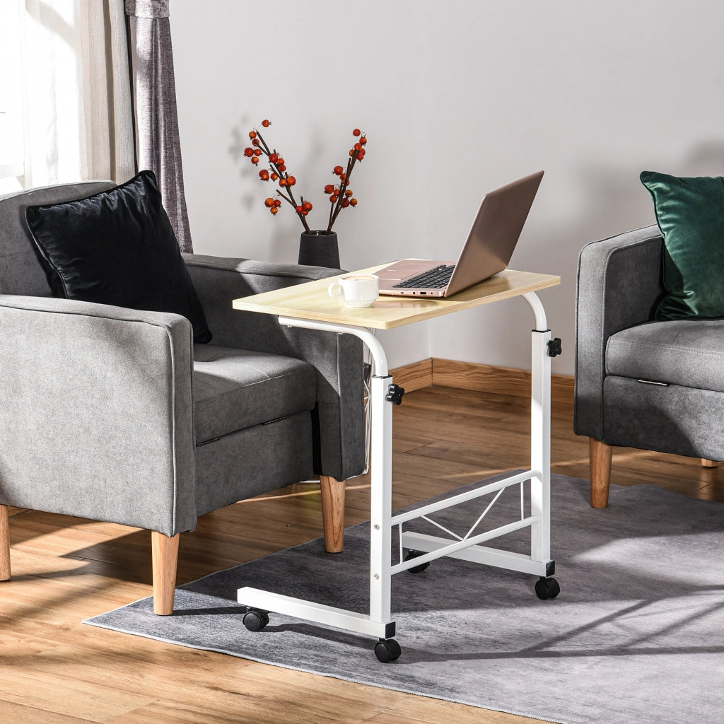 Tavolino con Ruote Regolabile ¨C Xylo ¨C Bianco 60x40x68-78cm