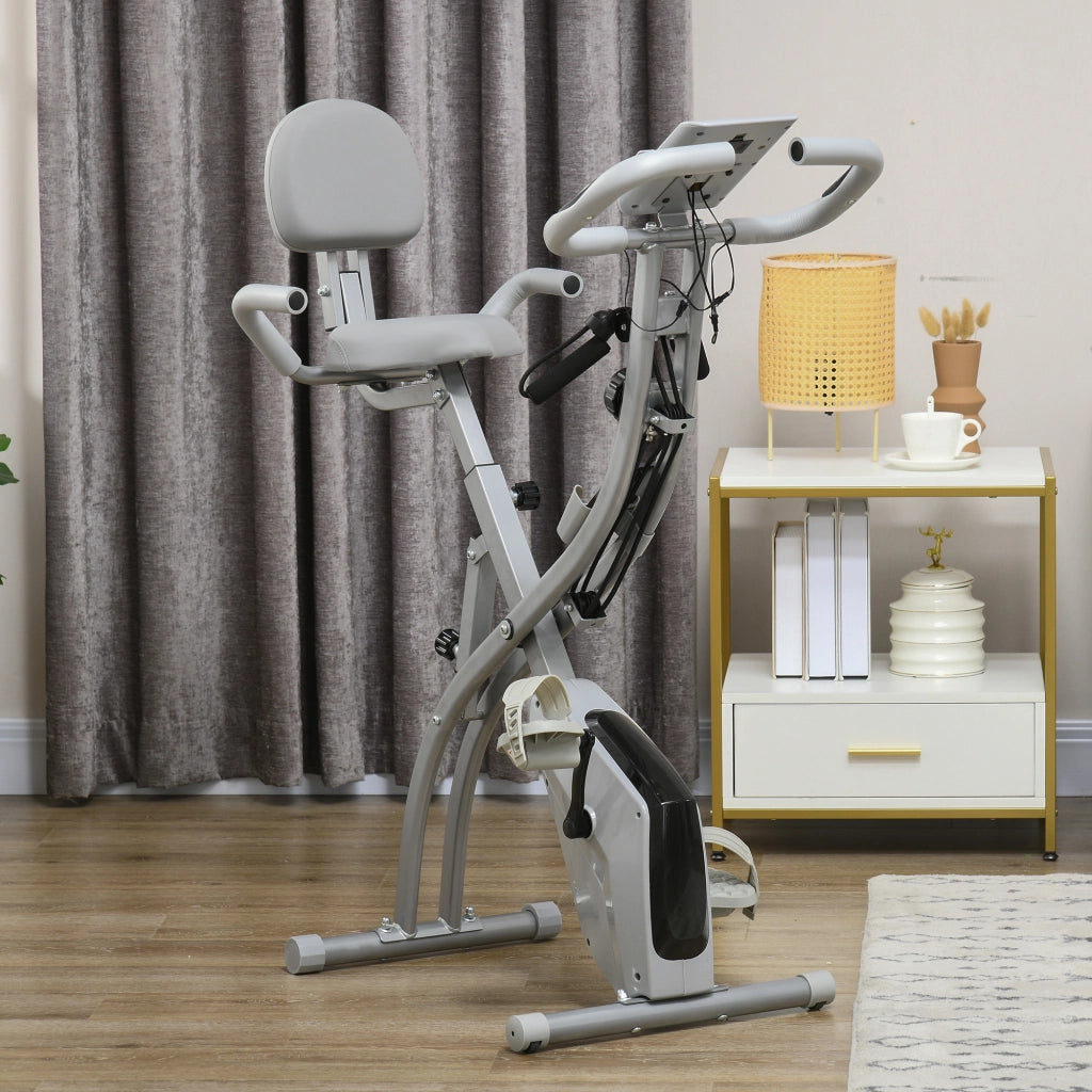 Cyclette Pieghevole 2 in 1 con Sensore Frequenza Cardiaca ¨C Minimal ¨C Grigio