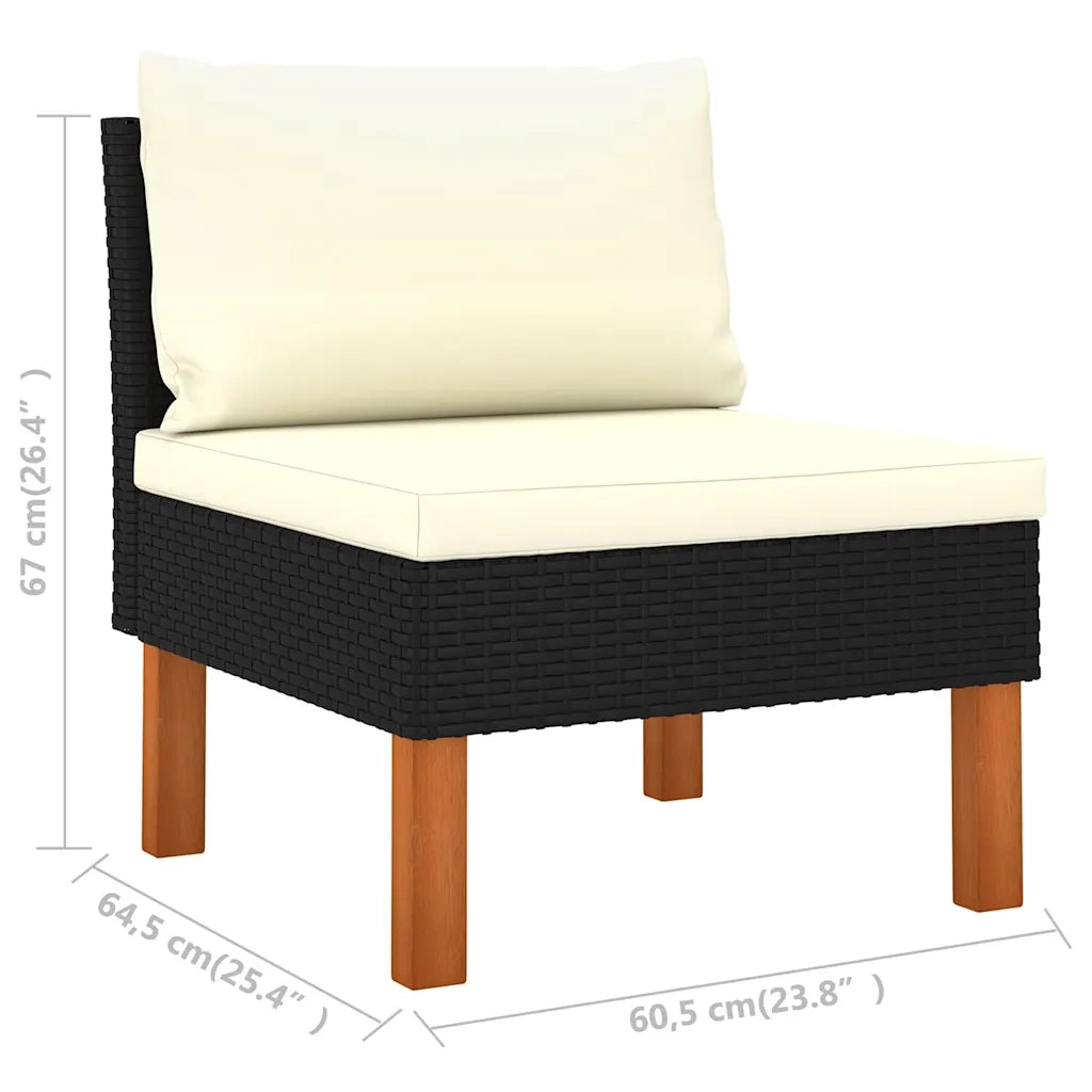 Divano componibile-Divani Centrali 2 pz Polyrattan e Legno Massello di Eucalipto 307394