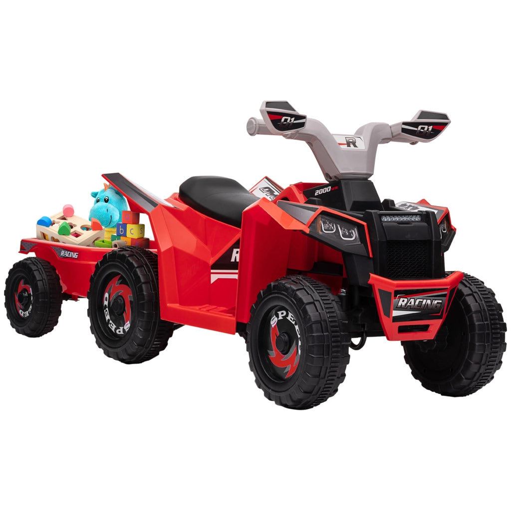 Quad elettrico per bambini con rimorchio ¨C Minimal ¨C rosso, 25 kg, 2,5 km/h