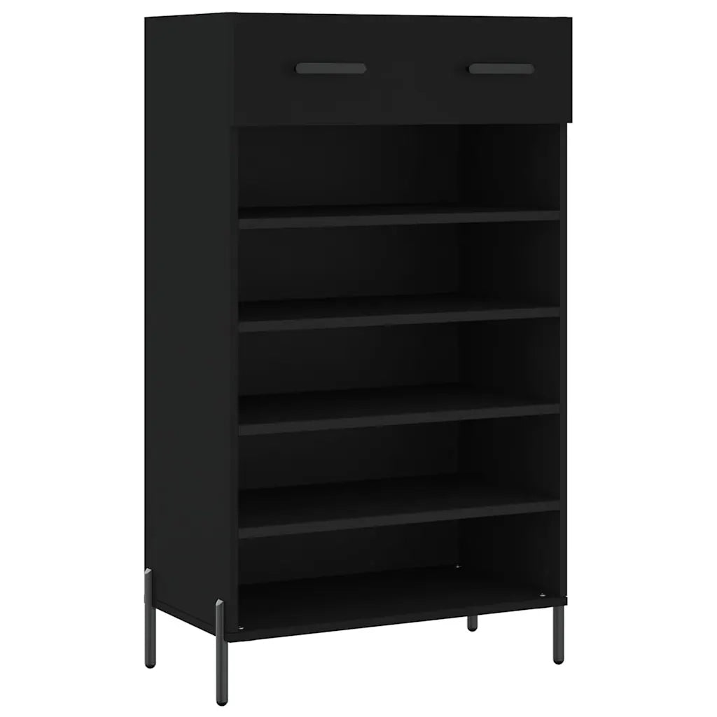 Scarpiera-Scaffale per scarpe Nera 60x35x105 cm in Legno Multistrato 931204