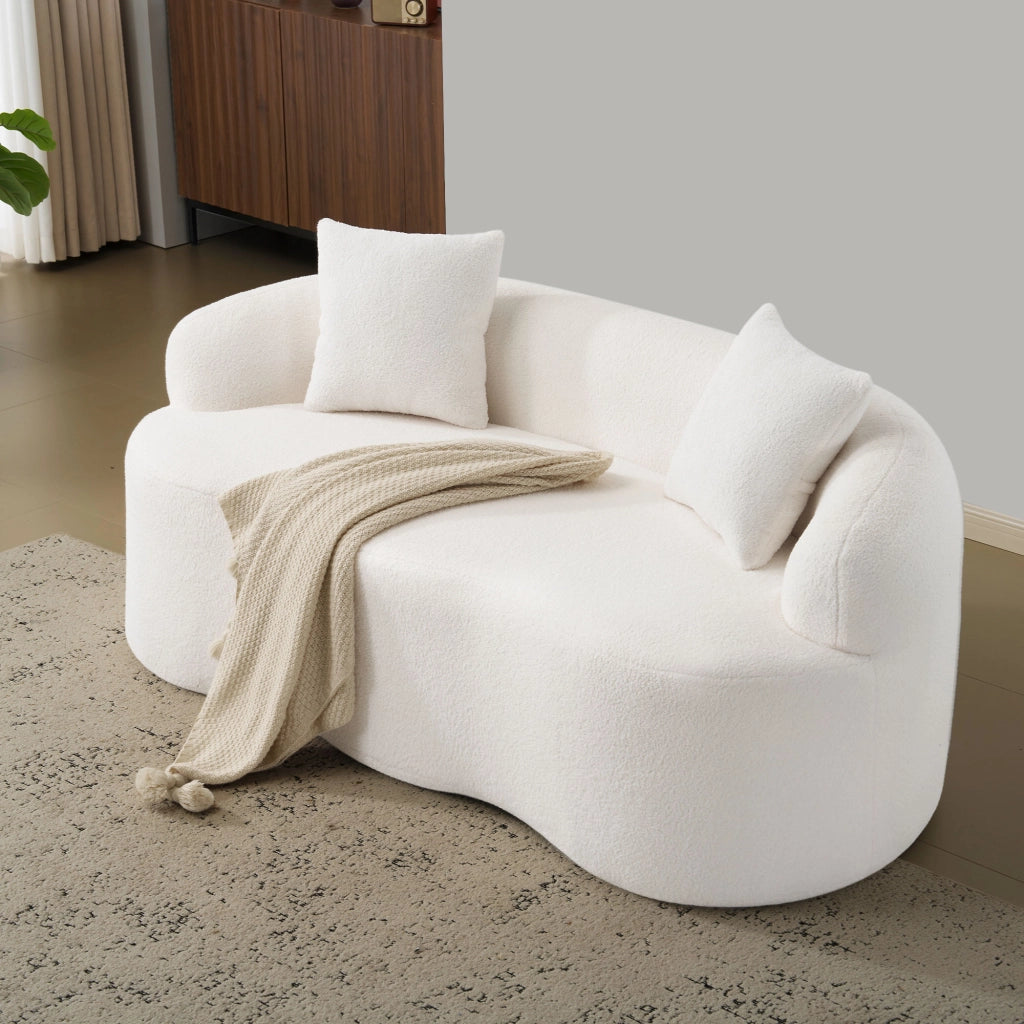 Divano Loveseat 2 Posti con Cuscini e Braccioli Rotondi ¨C MINIMAL ¨C Crema