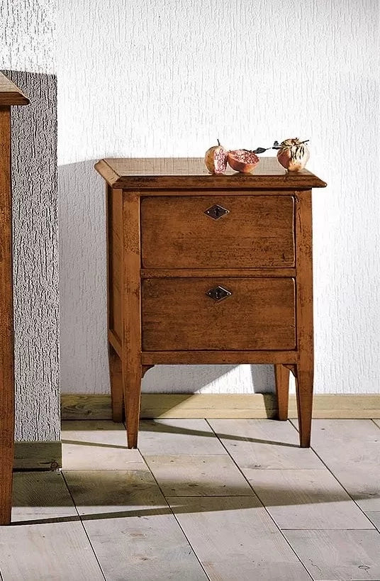 Comodino classico 2 cassetti legno grezzo 51x37x65 (810) - Mobili 2G