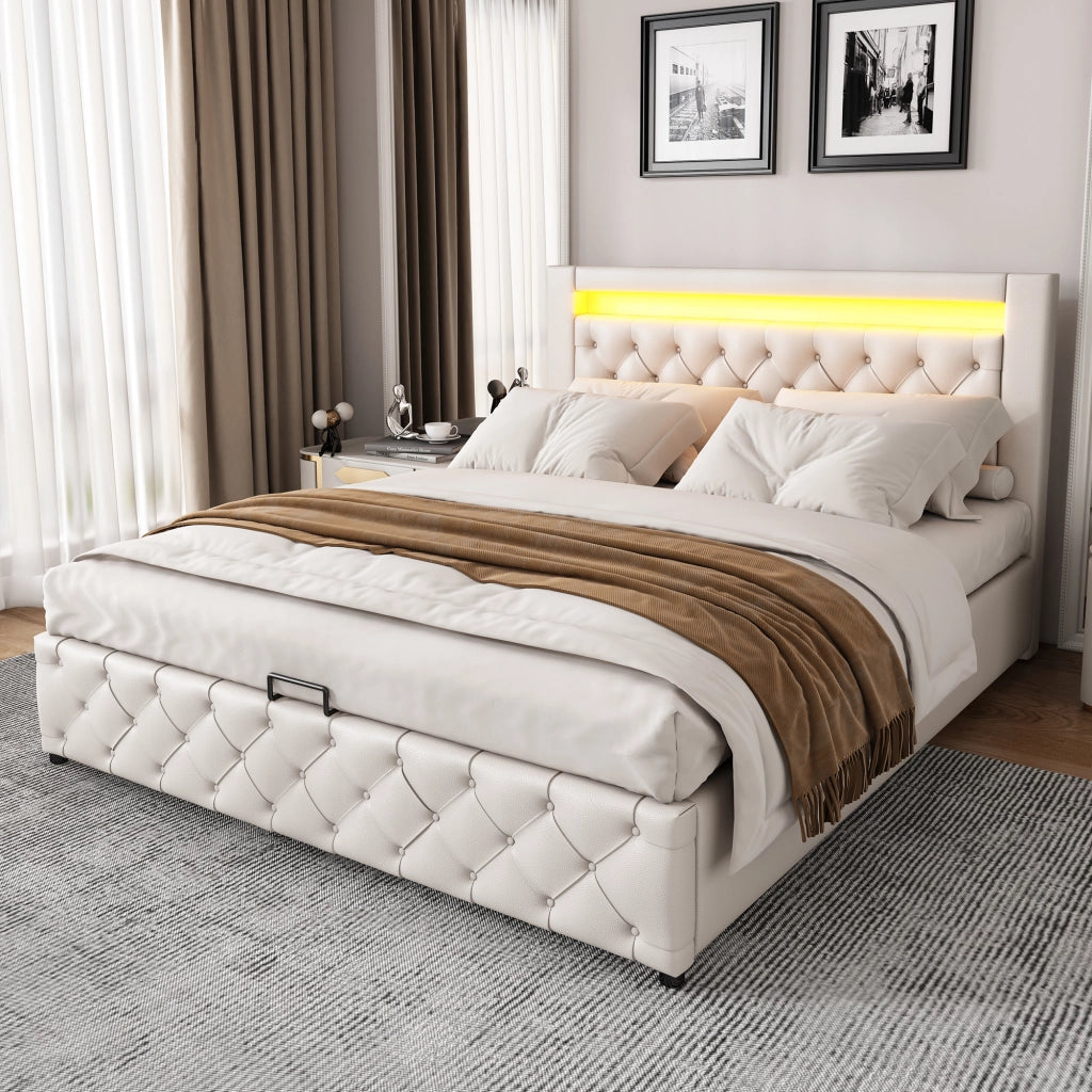 letto imbottito pu bianco 142 x 207 cm