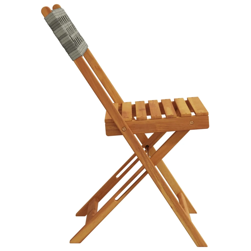 Sedie Giardino Pieghevoli 6 pz | Sedie da Esterno Grigie Polyrattan Legno Massello