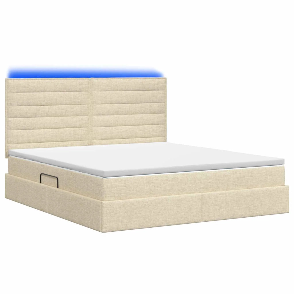 Letto con contenitore LED e materasso Crema 180 x 200 cm 3459901