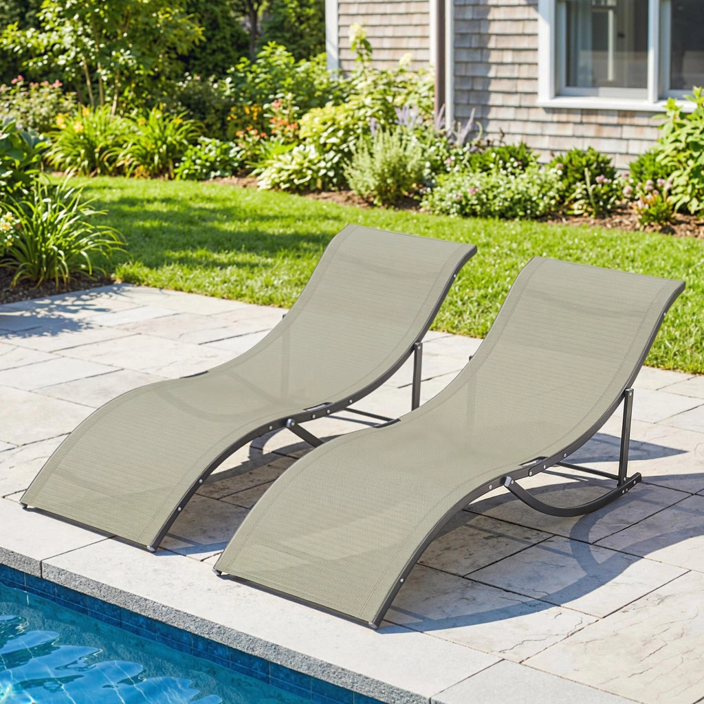 Sdraio Pieghevole da Giardino ¨C Xylo ¨C Alluminio e Textilene 61x165x63cm Set 2 Pezzi