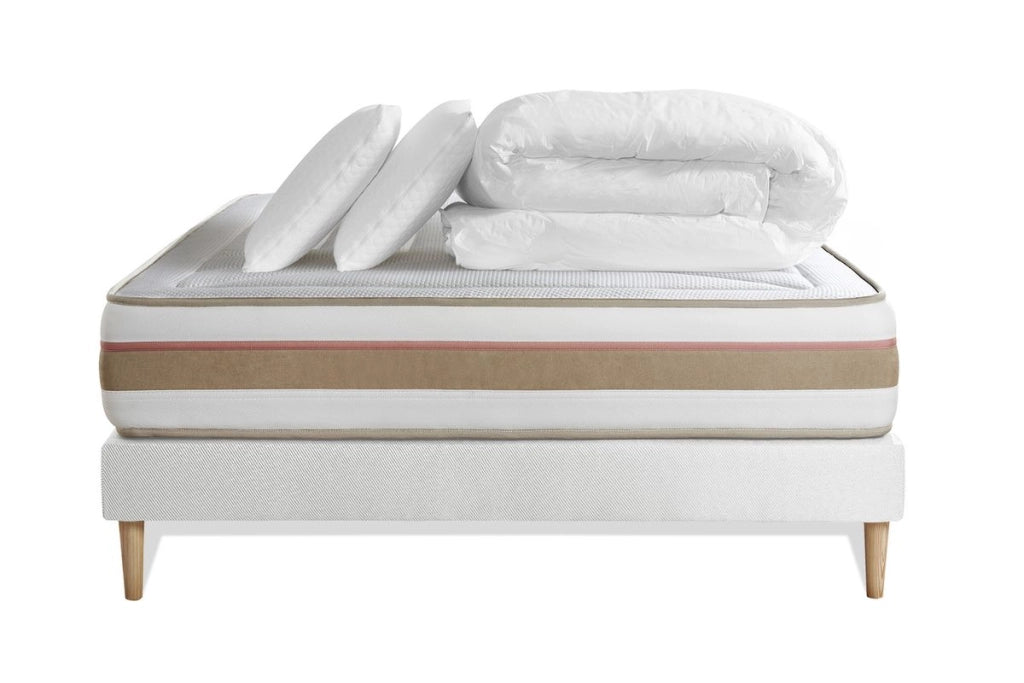 Pacchetto letto completo - Materasso 200x200cm + Box spring con doghe (kit) + 2 cuscini + Piumino - Le Tendre