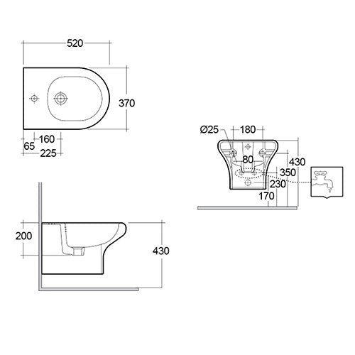 Sanitari sospesi Compact Rak Ceramics: WC, Bidet, Copriwater Bianco