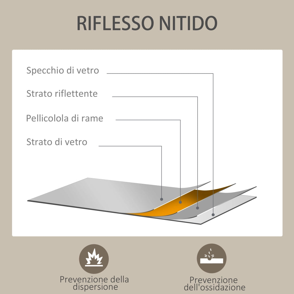 Specchio con Ganci ¨C Minimal ¨C Nero, Vetro e MDF, 60x80 cm