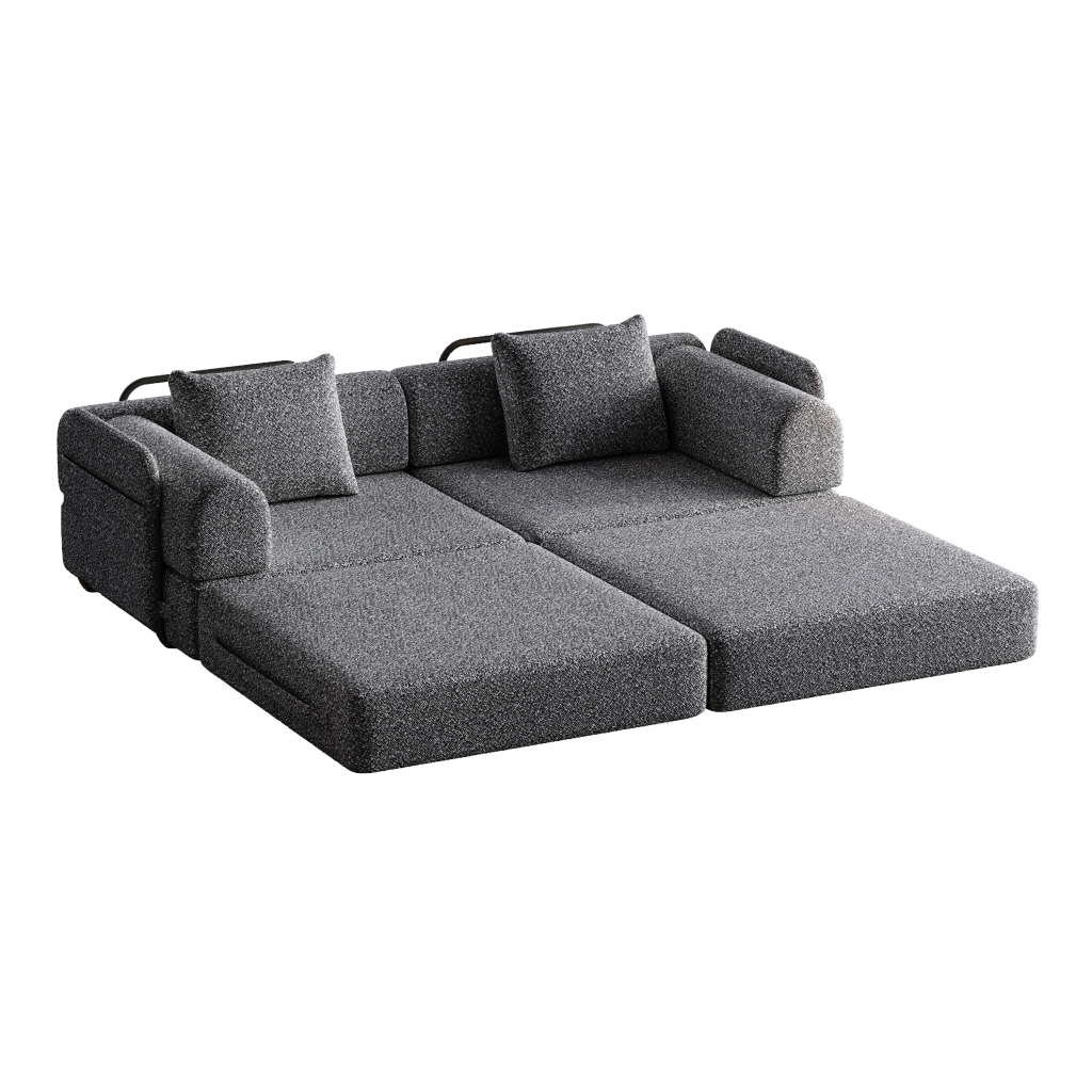 Divano Letto 2 in 1 con Contenitore ¨C Xylo ¨C Chenille, Struttura in Metallo