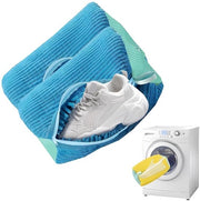 Pacco di 2 sacchetti per scarpe, 360° pulitori per scarpe, sacchetti in piuma riutilizzabili con cerniera per scarpe da tennis e sneakers, 39×19cm (blu)