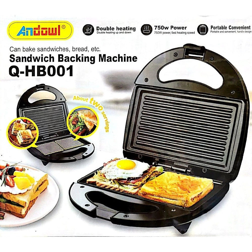 Trade Shop - Piastra Panini Toast Bistecchiera Tostapane Griglia Grill Sandwich 750w Q-hb001 -