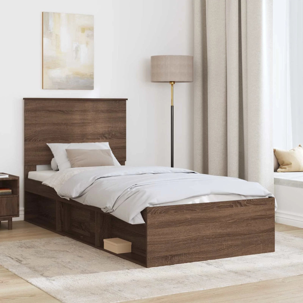 Struttura del letto Rovere Marrone 90 x 190 cm Pino massello 3409405