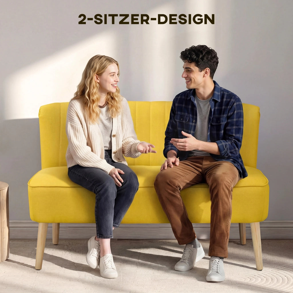 Divano 2 posti imbottito ¨C Minimal ¨C Tessuto antimacchia giallo 117x56.5x77