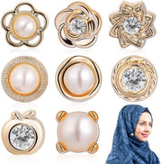 Hijab Naalden con 8 Clip Magnetici - Chiusura di Sicurezza - Amichevole con la Stoffa - Multifunzionale - Decorazioni di Stile Moderno