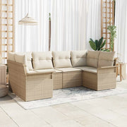 Set Divano da Giardino con cuscino 6 pcs Beige polyrattan