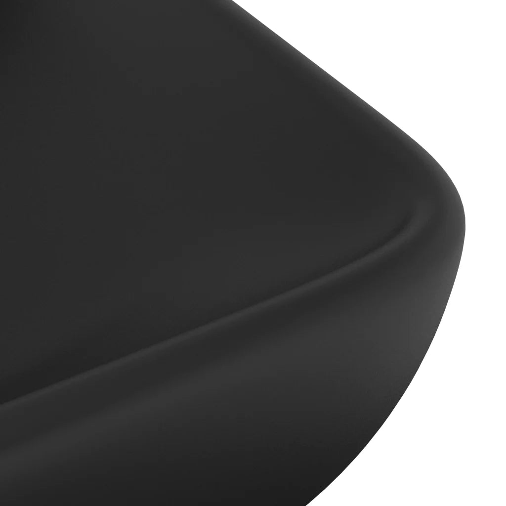 Lavandino Lusso Rettangolare Nero Opaco 71x38 cm in Ceramica 146964