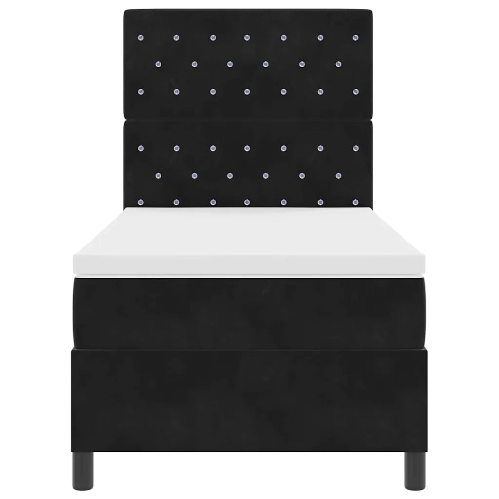 Letto a Sorgente LED con materasso Nero 100 x 200 cm Tessuto