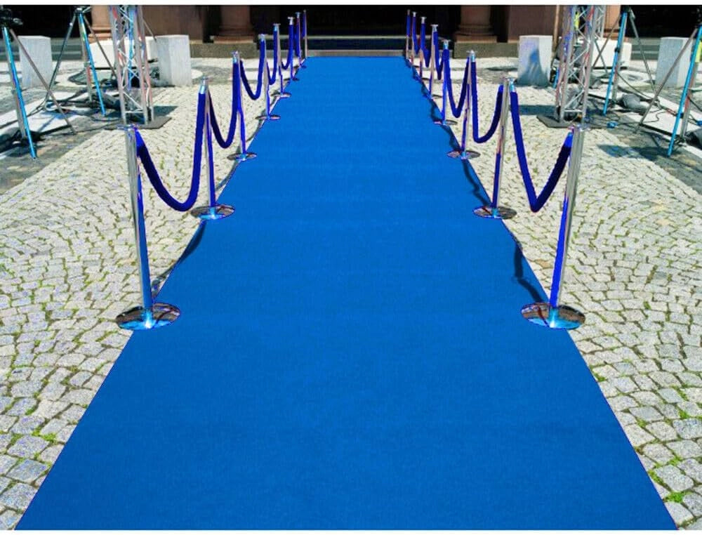 Passatoia Moquette Blu 100x300 Cm Antiscivolo Cerimonia Evento Fiera Corridoio Negozio Marciapiede