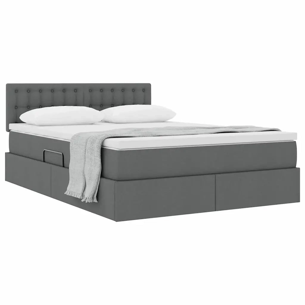 Letto con contenitore e materasso Grigio scuro 140 x 190 cm 3370633