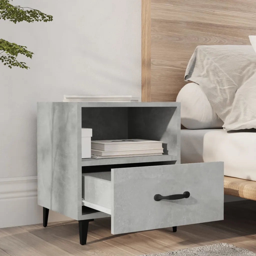 Comodini 2 pz-Set di 2 Tavolino da notte Grigio Cemento in Legno Multistrato 515918
