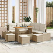 Set Divano da Giardino con cuscino 9 pcs Beige Poly Rattan 3364741