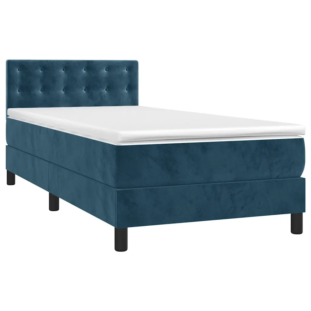 Letto a Molle con Materasso e LED-Struttura Letto con Materasso Blu Scuro 80x200cm in Velluto 592588