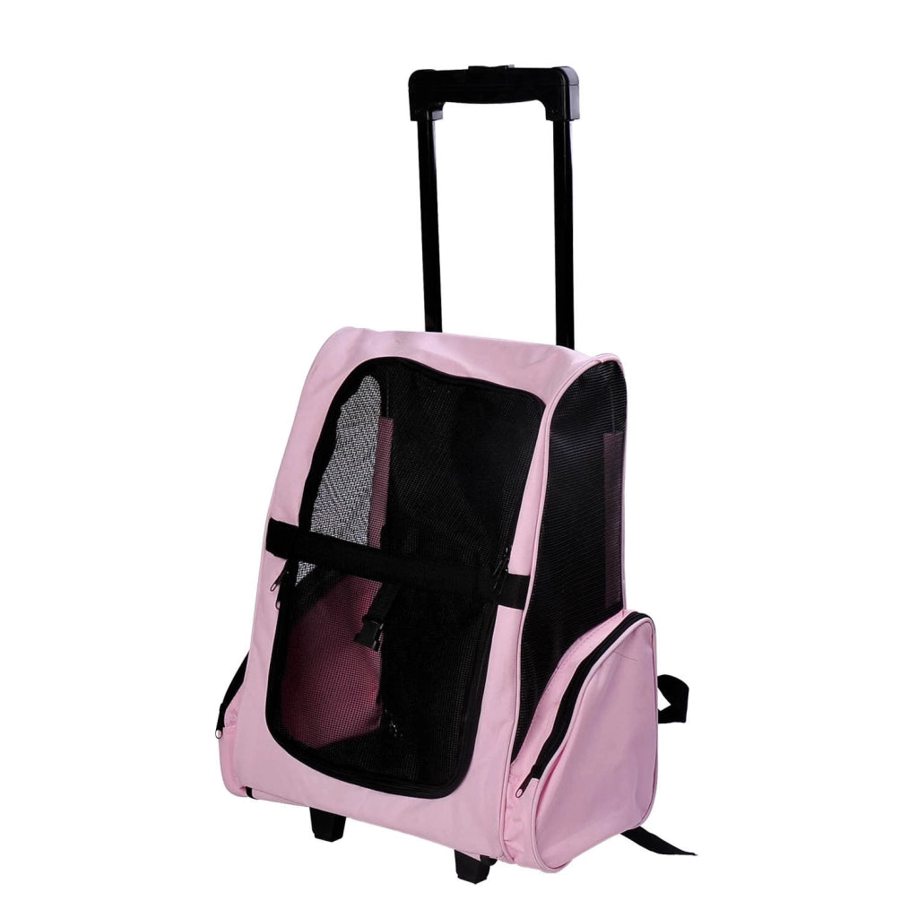 Zaino Trolley 2 in 1 per Animali Domestici ¨C Xylo ¨C Rosa, 42x25x55 cm, con Ruote e Manico Telescopico