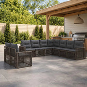 Set Divano da Giardino 9 pz Grigio e Grigio Scuro polyrattan 3435164