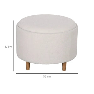 POUF Contenitore rotondo 56x56x42 cm Bianco in poliestere