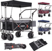 Carrello Opportuno con Copertura - Carrello Manuale con Pneumatici - Ruote 360° Girevoli - Capacità XXL fino a 100 kg - Nero