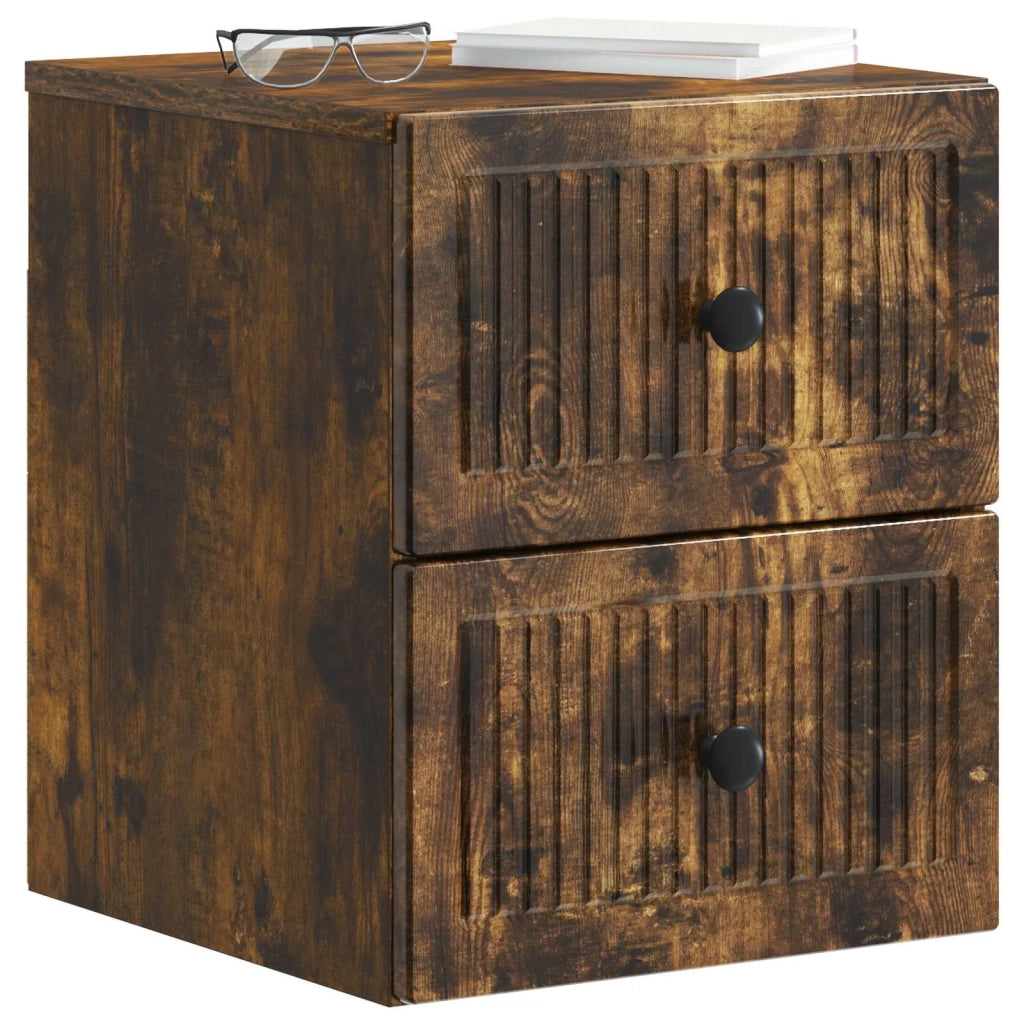 Mobiletto da notte a muro Rovere Fumo 33 x 34,5 x 40 cm 897965