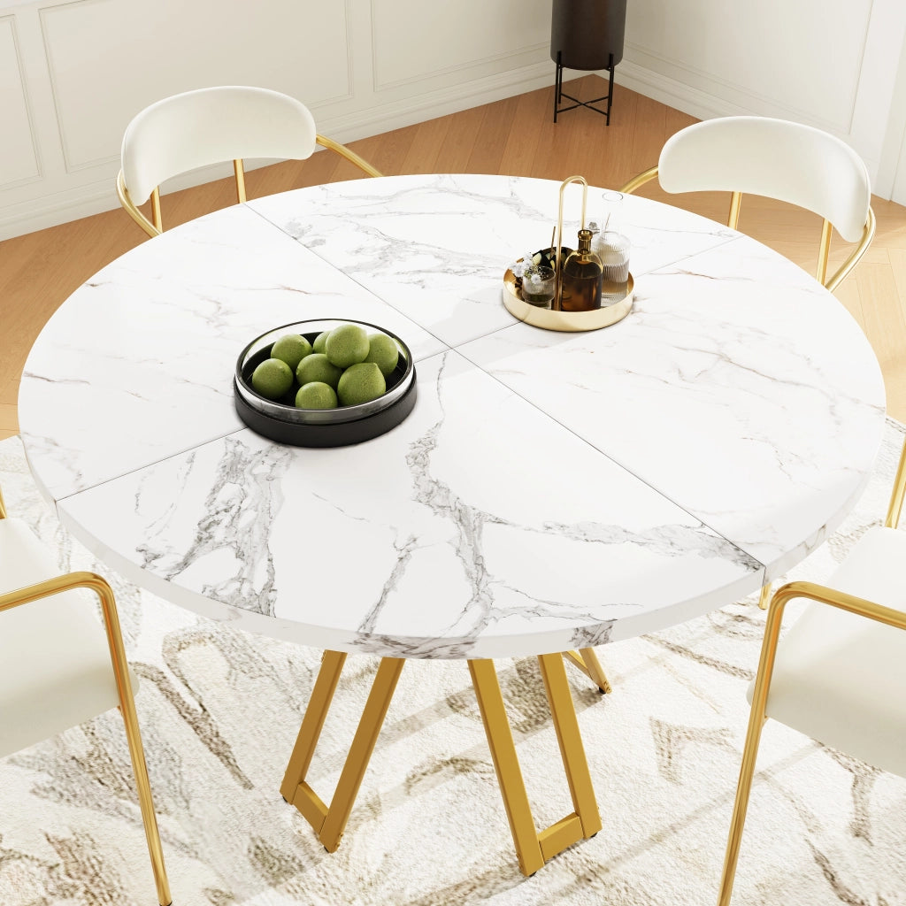 TAVOLO DA PRANZO 100x100x76 cm MDF Bianco e Oro