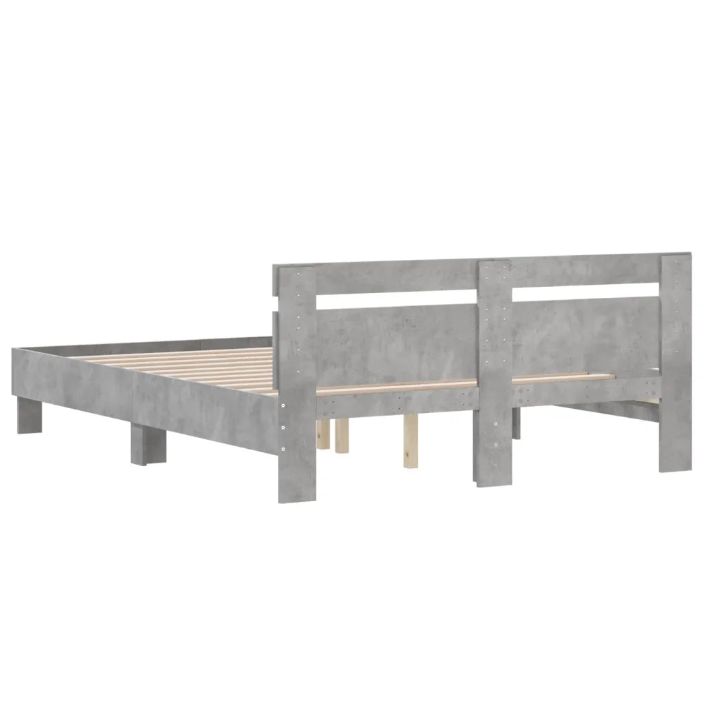 Letto matrimoniale | Letto per adulti | Giroletto Testiera Grigio Cemento 150x200 cm Legno Multistrato