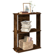 Libreria a 3 Ripiani-Scaffale per Libri-Mobile di Stoccaggio Rovere Fumo 60x30x80 cm Legno Multistrato