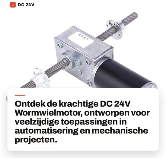Motore a ingranaggi a vite 24V Alta velocità - Flangia - M8 Cavo - Asse doppio - Rapporto di riduzione 17 - Capacità di carico 0,695A - Motore a ingranaggi a vite