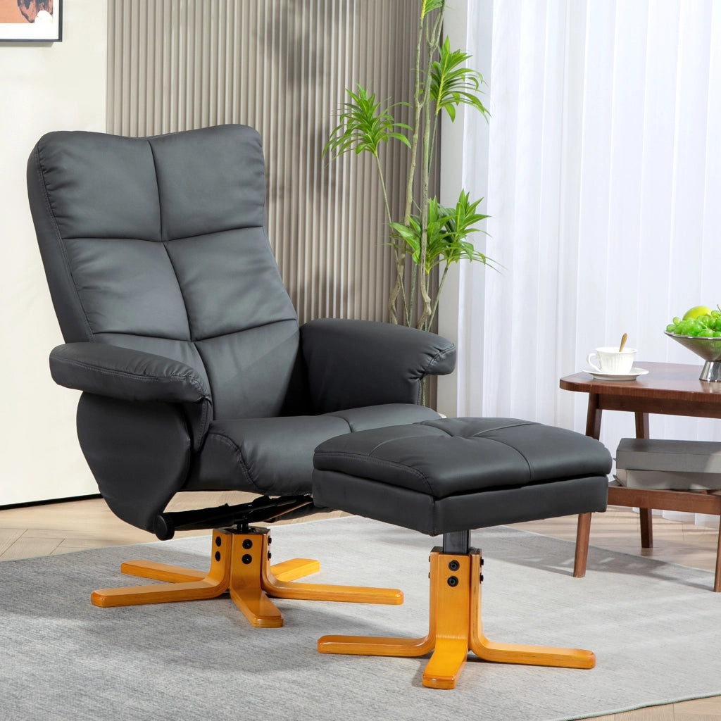 POLTRONA Reclinabile Girevole con Hocker, Set da 2 pezzi, Grigio scuro