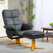 POLTRONA Reclinabile Girevole con Hocker, Set da 2 pezzi, Grigio scuro