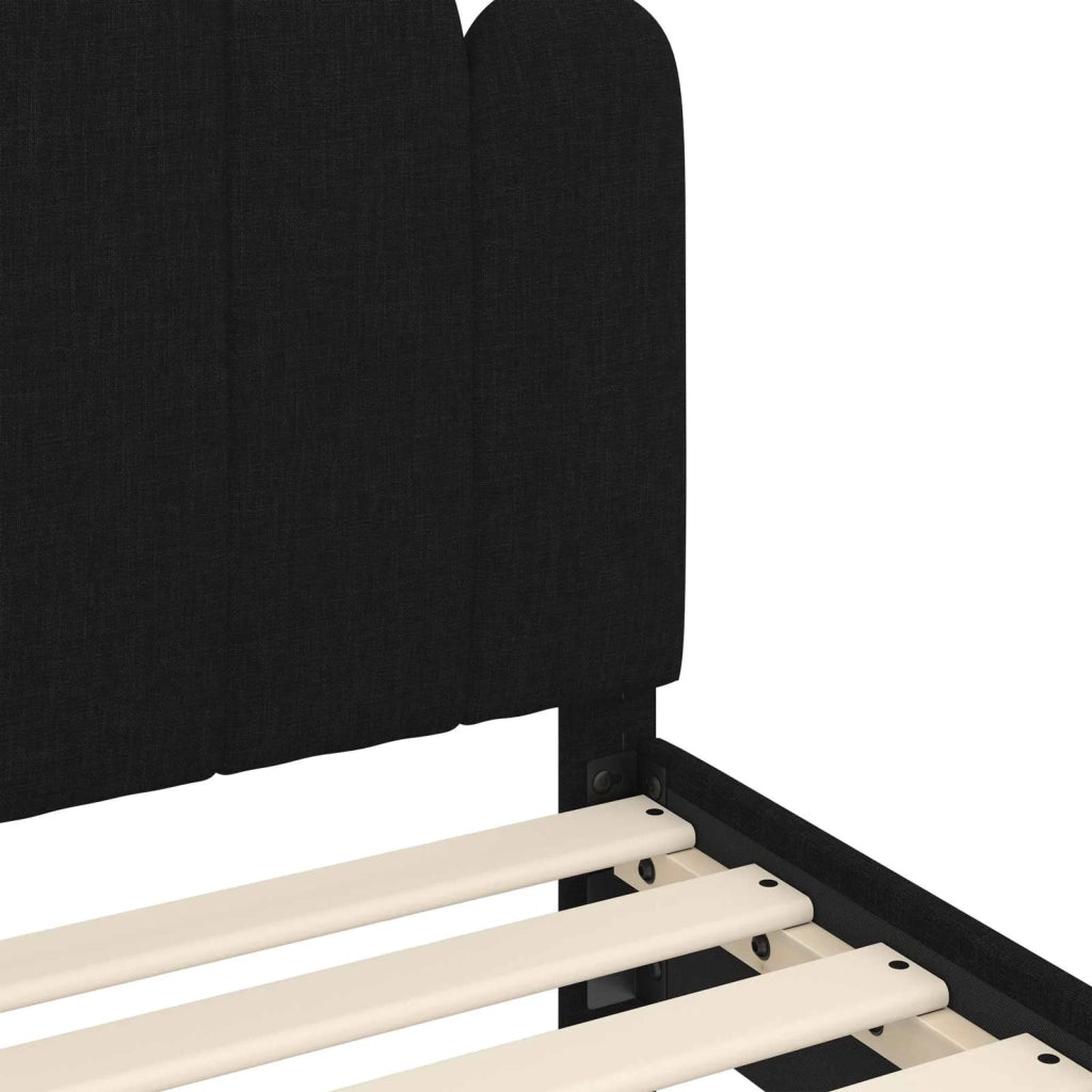 Struttura letto bambini con testata-Giroletto per bambini Nero 90 x 200 cm Tessuto 132026