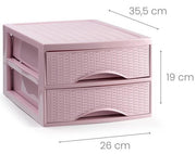 Cassettiera Organizer Effetto Rattan 2 Cassetti Cipria 26 x 35 x 19 cm