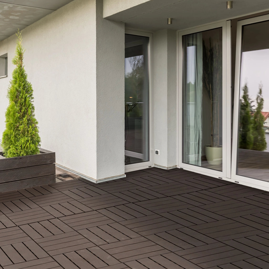 Dalle per Terrazzo ¨C Minimal ¨C 9 Pezzi, Composito, Colore Legno Chiaro