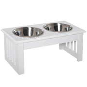 Stazione di alimentazione per cani, antiscivolo, 44 x 24 x 15 cm, bianca, 0,9 l per ciotola