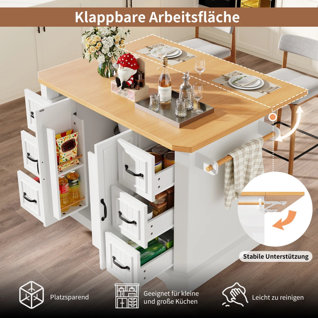 ISOLA DA CUCINA MOBILE 120x45x91 cm MDF Bianco