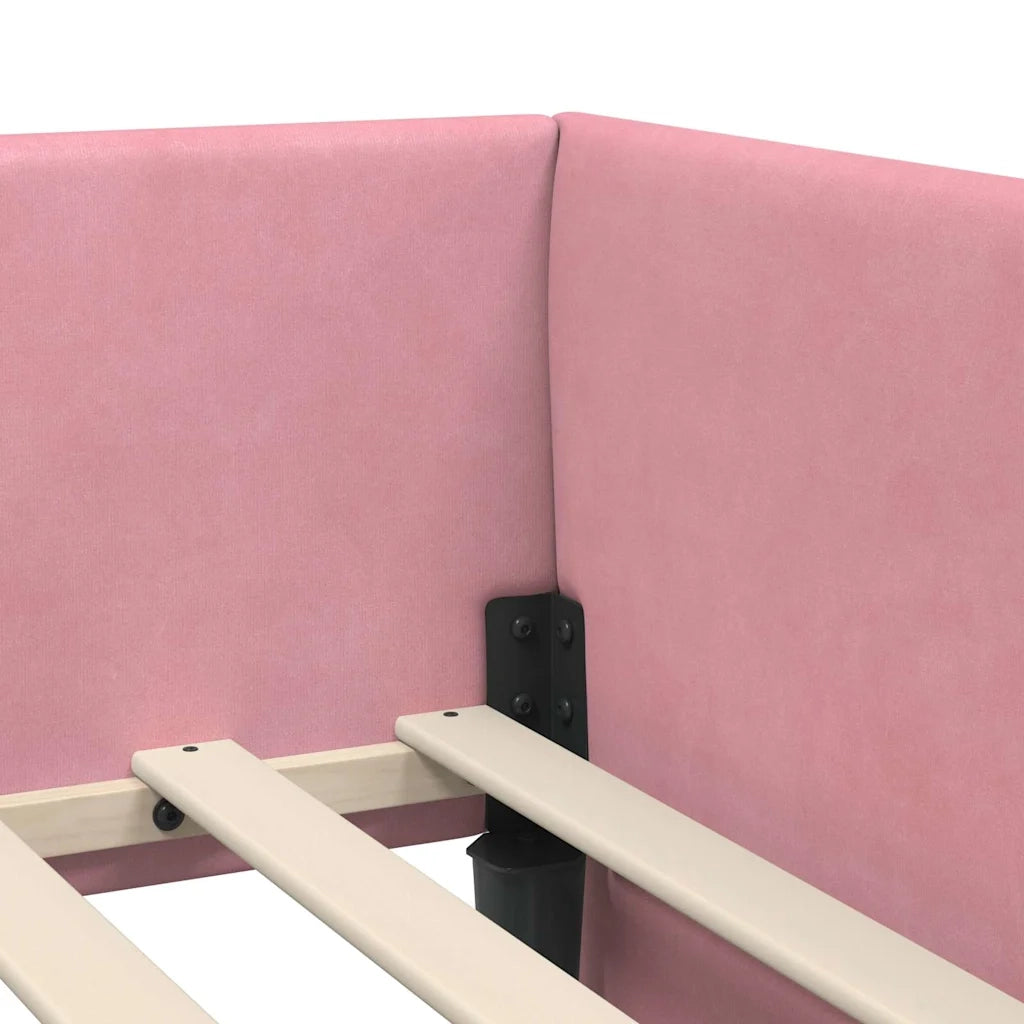 Cornice del letto ad angolo Rosa 80 cm x 200 cm Velluto 42016064