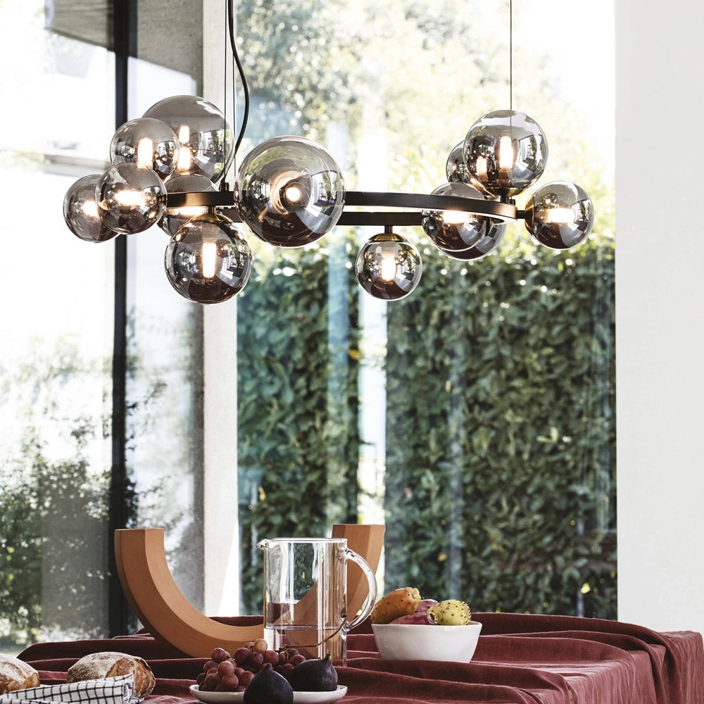 Sospensione Contemporanea Perlage Metallo Nero 14 Luci G9 3W 3000K Luce Calda